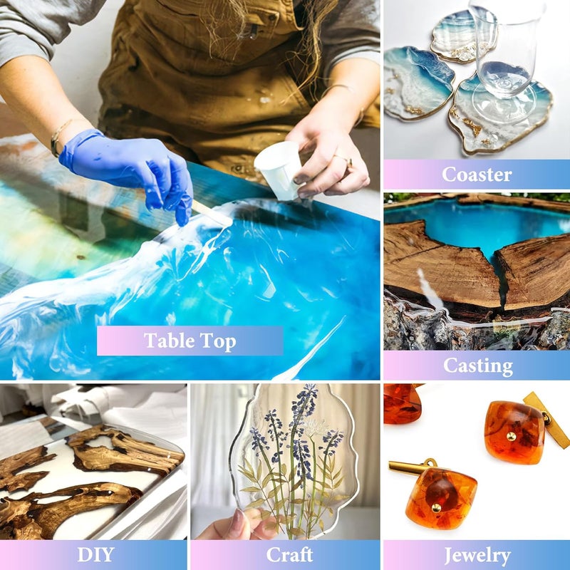 FUHITIM Epoxy Resin 1 Gallon - Crystal Clear Epoxy Resin Kit - Self-Leveling, High-Glossy, No Yellowing, No Bubbles, Perfect for Crafts, Table Tops, DIY 1:1 Ratio - Image 5